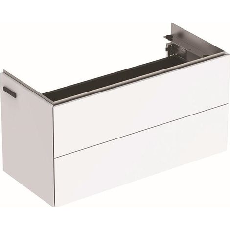 Meuble bas pour lavabo Geberit ONE,avec deux tiroirs, compact: Largeur 89.5cm, Hauteur 46.5cm, Profondeur 39.5cm, Blanc / Laqué ultra-brillant