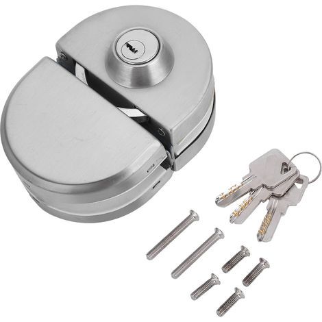 Serrure de porte en verre de 10 à 12mm d'épaisseur, porte coulissante en acier inoxydable avec 3 clés pour la maison (1/5)