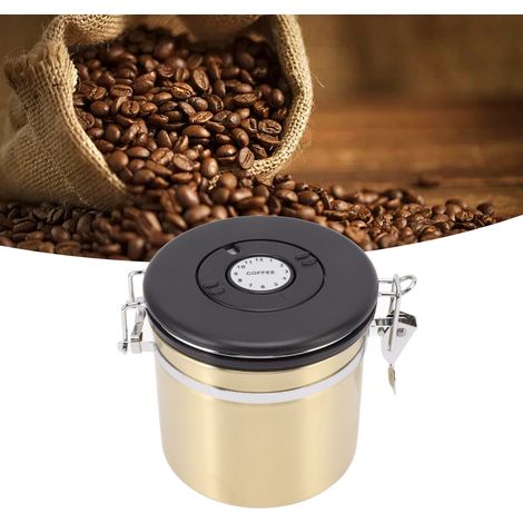 Boîte hermétique en acier inoxydable 304 pour café, fruits secs, thé, céréales, 1,2 L, avec cuillère intégrée (1/5)