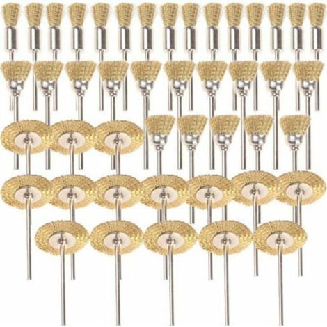 45 pièces brosses en laiton, brosse métallique, kit de polissage Dremel Proxxon, brosses en acier, disques de polissage, disque de brosse ronde, diamètre de tige 3,17 mm (1/5)