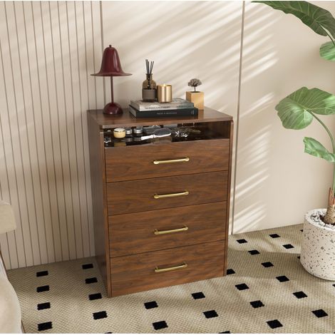 bureau compact rangement 3 en 1 verre noyer OKMYHOME (1/5)