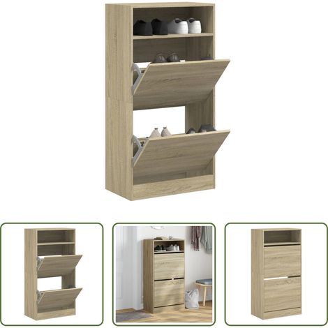 vidaXL Schuhschrank Holzwerkstoff - Schuhschrank Sonoma-Eiche 60x34x116 cm Holzwerkstoff (1/5)