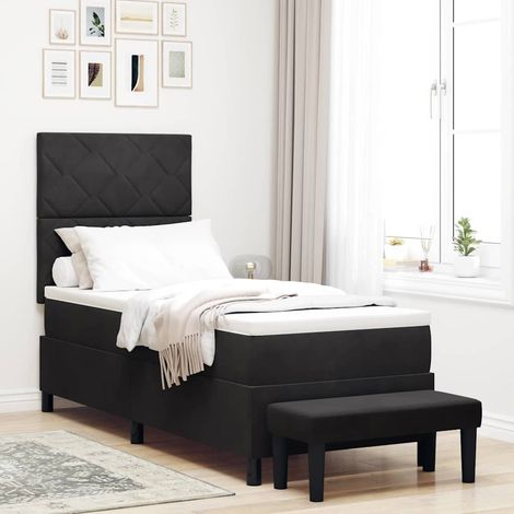 Lit à ressorts avec matelas Noir 80 x 200 cm Velours (1/5)