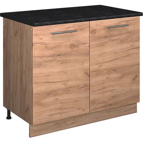 Spülenunterschrank Fame-Line, Goldkraft Eiche/Goldkraft Eiche, 100 cm, AP Anthrazit, Vicco (1/5)