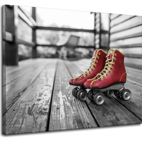 Leinwanddruck Vintage rote Rollschuhe 100x80 cm