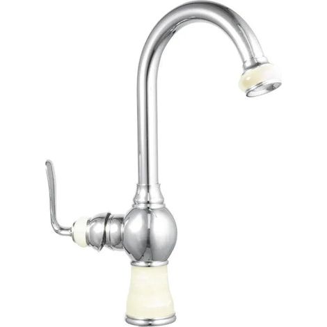 Robinet de Cuisine Laiton Sanitaire Chrome avec Imitation Jade (1/2)