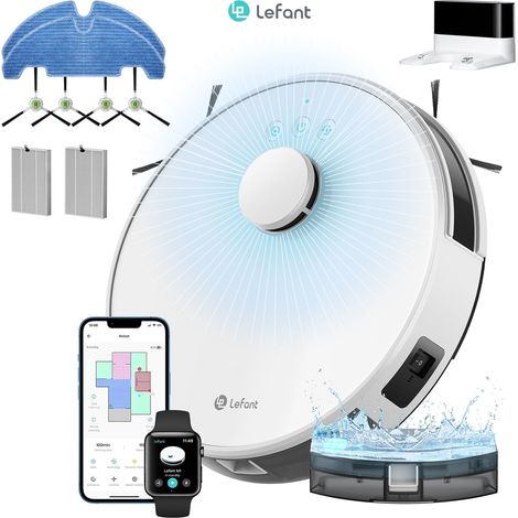 Lefant M1 2-in-1 Saugroboter mit Wischfunktion, 5.500 Pa Saugkraft, LiDAR-Navigation, Mehrstöckige Kartenerstellung, Virtuelle Sperrzonen, App- & Sprachsteuerung, Ideal für Tierhaare, Teppiche & Hartb