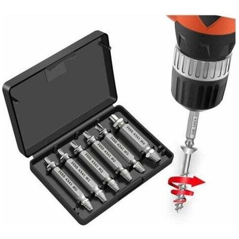 6 Pièces Endommagé vis Extracteurs, Extracteur de Boulons Cassés en Acier HSS 4341 Avec une Dureté Supérieure à 55 HRC,d'un Diamètre 2-12mm pour Boulons ou vis Endommagés (1/4)