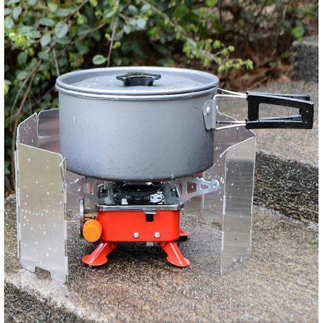 Pare-vent pour barbecue pliable à 9 plaques, idéal pour le camping et les pique-niques (argenté) (1/5)