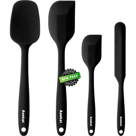 4er Set Silikonspatel, nahtlos, BPA-frei, hitzebeständig, schwarz (1/5)