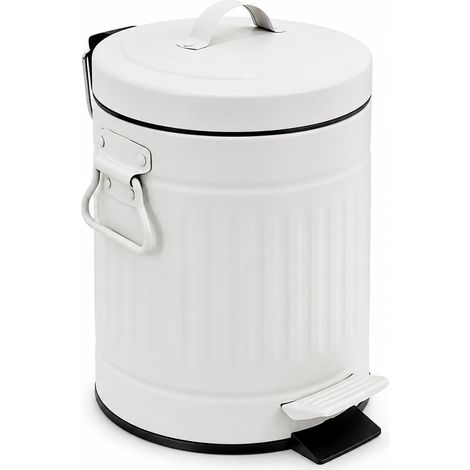 Relaxdays Poubelle cosmétique 3 L, fermeture amortie, seau intérieur amovible, métal, couvercle blanc (1/5)