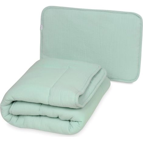 Steppdecke und Kissen 135x100+40x60 Musselin (1/3)