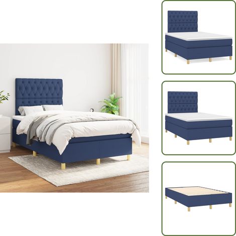 Letto con materasso a molle insacchettato - vidaXL Giroletto a Molle con Materasso Blu 120x200 cm in Tessuto - Letto con schiuma