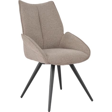 Chaise pivotante 180° en tissu taupe et pieds métal noir - PALOMA (1/5)