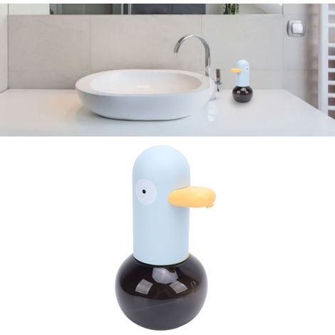 Automatischer Schaumseifenspender, niedliches Enten-Design, wiederaufladbar und berührungslos, mit Sensor, für Bad und Küche (blau). (1/5)