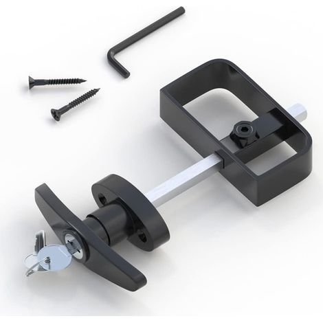 SKYSEN Portable jardin, serrure et poignant en T, vapeur 14,9 cm - 2 clés - Matériel en porte jardin - Noir (verroud-1) (1/5)