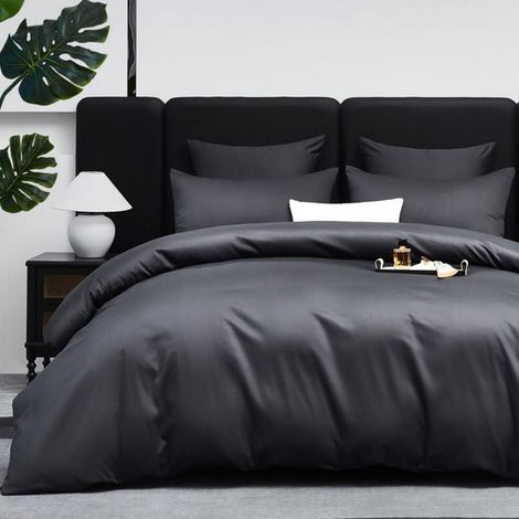 Bettwäsche-Set Mako Satin 220x240cm Grau Anthrazit 3-teilig 100% Baumwolle OEKO-TEX