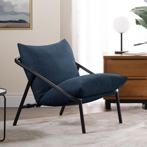 Zinus Ada Poltrona Relax 79x68x79 - Poltrona con struttura in metallo e imbottitura in schiuma a scaglie - Blu navy (1/5)
