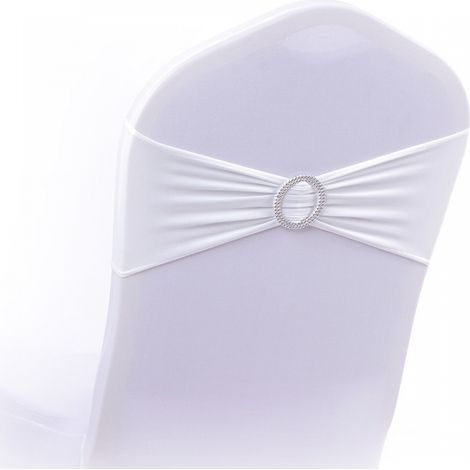 (Blanc) Lot de 60 écharpes Extensibles en élasthanne avec Boucle coulissante pour Mariage, Bandes de Couverture de Chaise en élasthanne pour chaises Pliantes, décorations de Banquet (1/3)