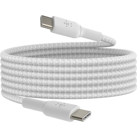 Câble tressé - BELKIN - USB-C vers USB-C - 2 m - Blanc