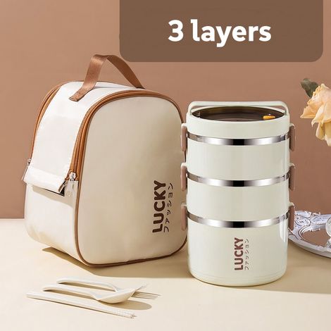 3Couches Boîte Repas en acier inoxydable,Lunch Box empilable,avec Fonction d'étanchéité