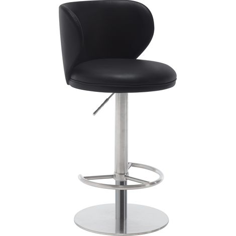 Tabouret de bar pivotant réglable en hauteur avec dossier, assise en cuir régénéré, repose-pieds et base stable pour cuisine ou comptoir - CHICFURN (1/5)