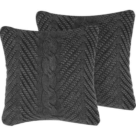 Dekokissen 2er Set KONNI Baumwolle 45 x 45 cm Grau ZickZack-Muster