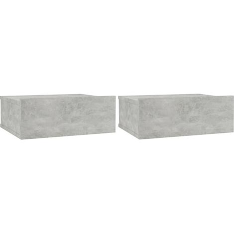 Tables de chevet flottantes 2 pcs Gris béton 40x30x15 (1/5)