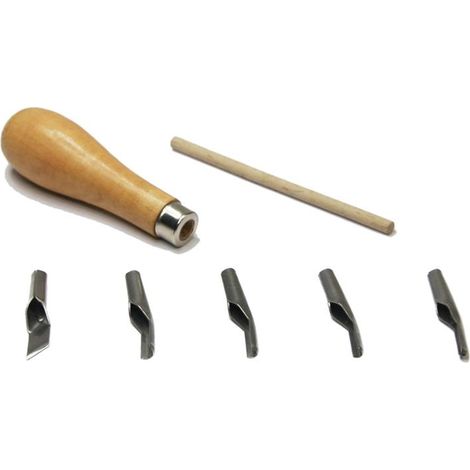 Multirex – Outils de sculpture avec 5 lames interchangeables – Manche en bois ergonomique – Pour sculptures précises sur bois dur