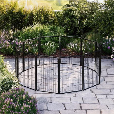 Barrière pour chien pliable en acier 204 x 204 x 100 cm (1/5)
