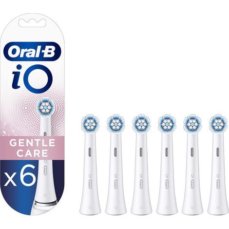 Oral-B Testine di Ricambio iO Gentle Care, testine rotonde originali, setole angolate per una rimozione più profonda della placca, testina più morbida, adatte a gengive sensibili, 3