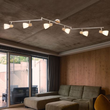Plafonnier sommeil chambre d'amis verre spot rail lumineux bois lumière réglable (1/5)