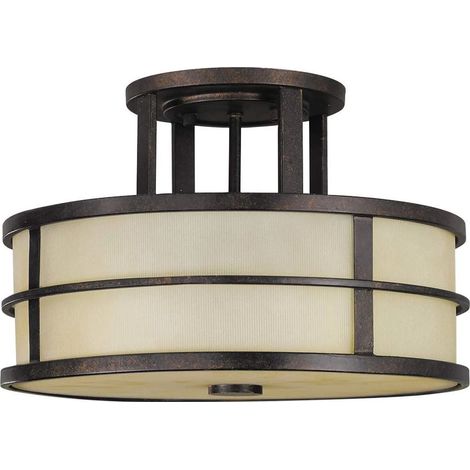 Deckenlampe Creme Bronze Glas Metall Ø 34,3 cm dekorativ blendarm E27 Deckenleuchte Wohnzimmer