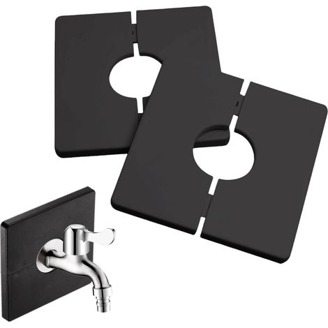 2 Stück Duschmischbatterie-Rosetten, 33 mm, quadratische Rohrabdeckungen, selbstklebender PVC-Kunststoff, zum Abdecken von elektrischen Leitungen, Wasserhähnen, Rohren und Löchern in Wänden