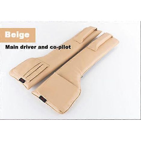 Poches de rangement en cuir PU pour sièges auto, organisateur de voiture, coussinet anti-fuites pour fentes de siège, rembourrage doux (2 pièces beige)