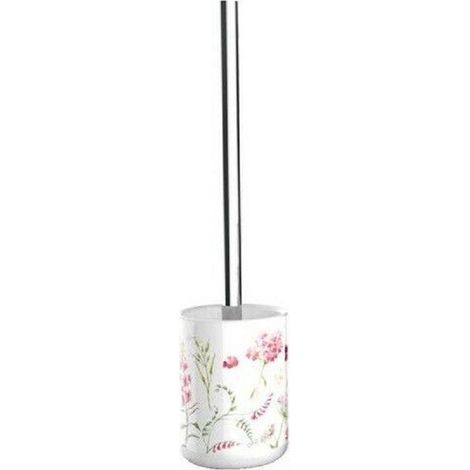 Trade Shop - Portascopino Porta Scopino Bagno Wc Toilette Fiori Con Scopino Completo 69920 - (1/2)
