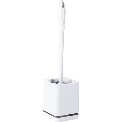 Juego de cepillo para inodoro, sin taladro, cepillo de limpieza de pared, cepillo para inodoro doméstico con base (Blanco) (1/5)