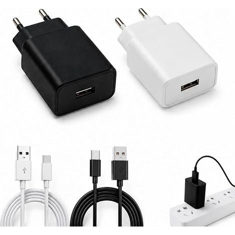 Chargeur USB C 5V 2A Chargeur avec Adaptateur Secteur USB C, 2m USB C Câble De Charge, Adaptateur Secteur Compact 10W, Prise Universelle pour Lecteur (1/5)