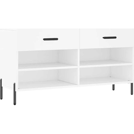 Banc à chaussure Meuble à chaussures blanc 102x35x55 cm bois d'ingénierie