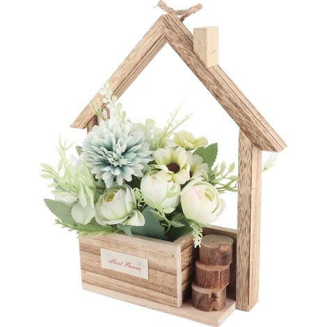Panier mural suspendu avec fleurs artificielles, déco murale originale, cache-pot à fleur pour salon maison, 1 pièce (1/4)