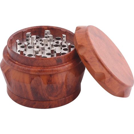 4-lagiger Holz-Grinder mit großer Kapazität und Pollenschaber, geeignet für die Küche zu Hause, braun (1/5)