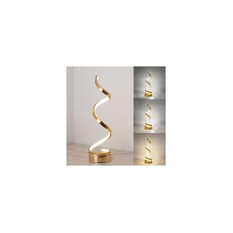Lampe de chevet en LED spirale,Lampe de table/éclairage décoratif,LED Moderne Lampe de Bureau,3 températures de couleur Pour Chambre à Coucher, Salon et Bureau (Doré) [Classe énergétique E] (1/5)
