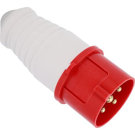 4 Broches Prise Industrielle, Prise étanche IP44 Triphasée, Prise Connecteur Fiche Conductivité Forte Antidéflagrante 3P+E 16A 380V-415V, Rouge (1/5)