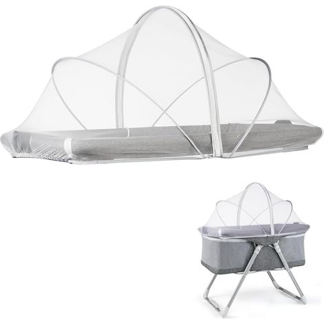 Moustiquaire pour Berceaux, Moustiquaire Universelle pour Lit Bébé 55x100cm Tissu à Mailles Fines Protection Contre Les Insectes Lit Parapluie Bébé avec Fermeture Éclair, Blanc (1/5)