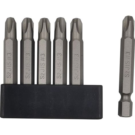 Lot de 6 embouts de tournevis JIS 50 mm avec pointe magnétique, tige hexagonale 1/4, alliage d'acier S2 et bande de rangement à 6 trous, pour motos, voitures, vélos et équipements japonais (1/5)