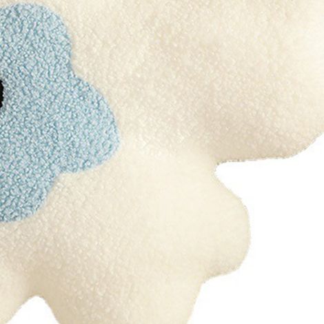 Coussin décoratif moelleux et épais en forme de fleur, garni de mousse, pour canapé, blanc et bleu. (1/4)