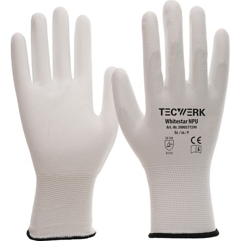 Gants Whitestar NPU Taille 8 (L) blanc EN 388 EPI II TECWERK (1/2)