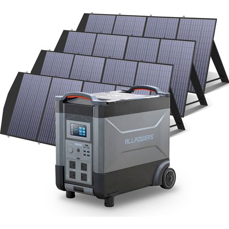 Home Battery Power Station LiFePO4 3600Wh, Voice Control With 4Pcs 200W Solar Panel For Home Backup Outdoor ALLPOWERS R4000