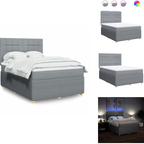 Sommier à lattes de lit avec matelas Gris clair 160x200cm Tissu - Sommier À Lattes De Lit - Sommiers À Lattes De Lit - Lit - Meuble De Chambre À Coucher (1/5)