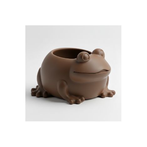 Maceta decorativa marrón para plantas con forma de rana, diseño moderno. (1/3)